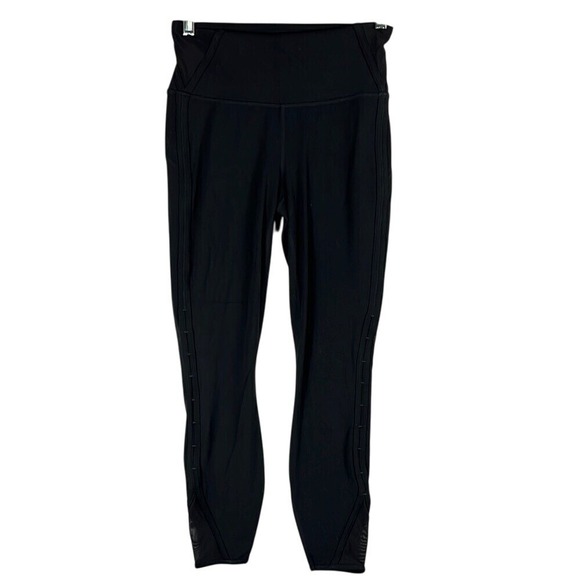 Athleta Pants - Athleta High Rise Leggings w/Mesh Cut Outs Womens Size Small Black Ankle Length